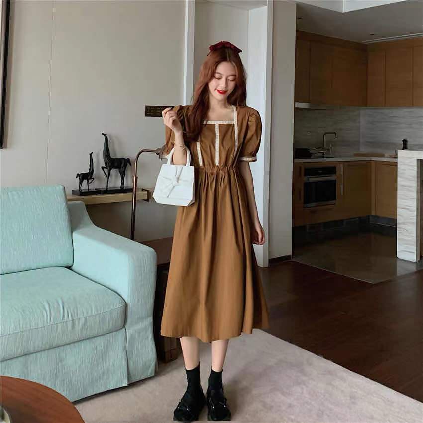 Đầm chiết eo phong cách retro thời trang cho nữ