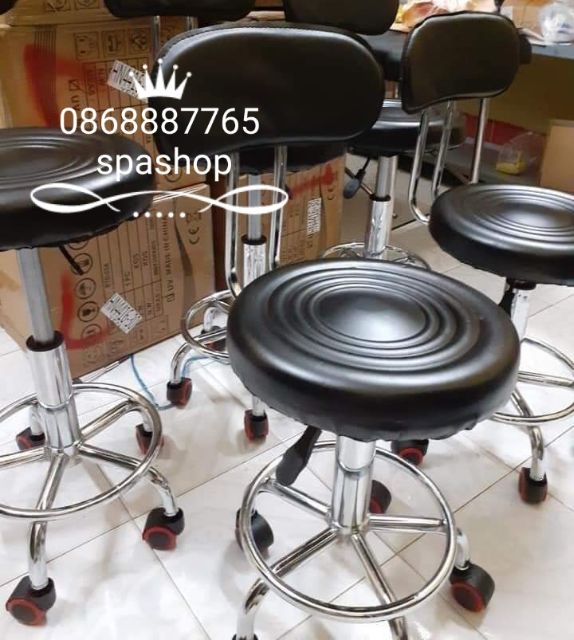 Ghế xoay spa có tựa và không có tựa cao cấp  có bánh xe dùng cái nhân spa thẫm mỹ viện nâng hạ 10cm