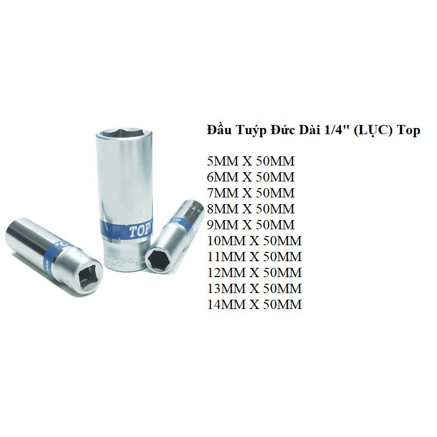 Đầu tuýp 1/4 TOP tiêu chuẩn germany ngắn dài đủ size