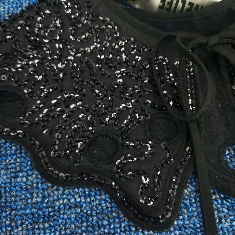 Khăn Choàng Cổ Đính Hạt Cườm Phối Nơ Cột Có Thể Tháo Rời Cho Nữ