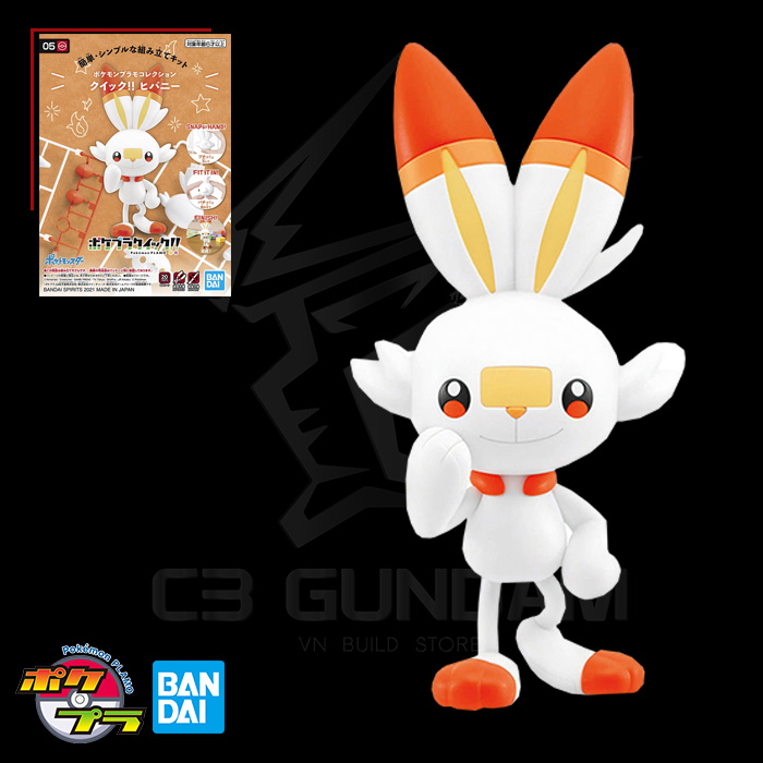 MÔ HÌNH LẮP RÁP BANDAI POKEMON PLASTIC MODEL COLLECTION QUICK!! 05 SCORBUNNY POKEMON PLAMO NHẬT BẢN