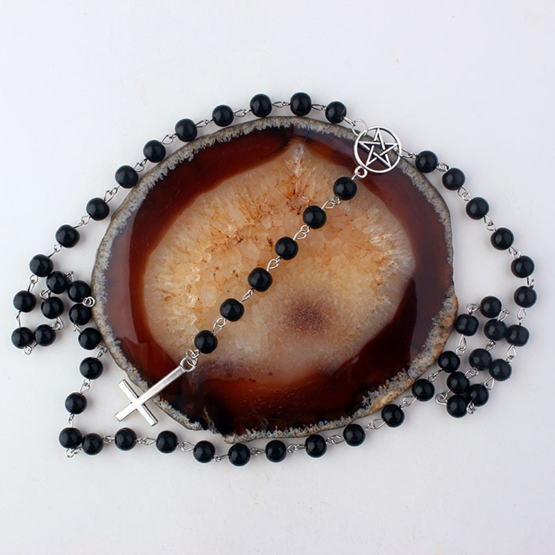 Vòng Cổ Choker Mặt Thánh Giá Màu Đen Phong Cách Gothic Punk Thời Trang