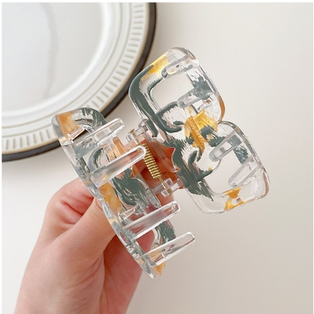 Kẹp tóc nhựa trong suốt cao cấp họa tiết, phụ kiện tóc KT042 - Filibrastyle