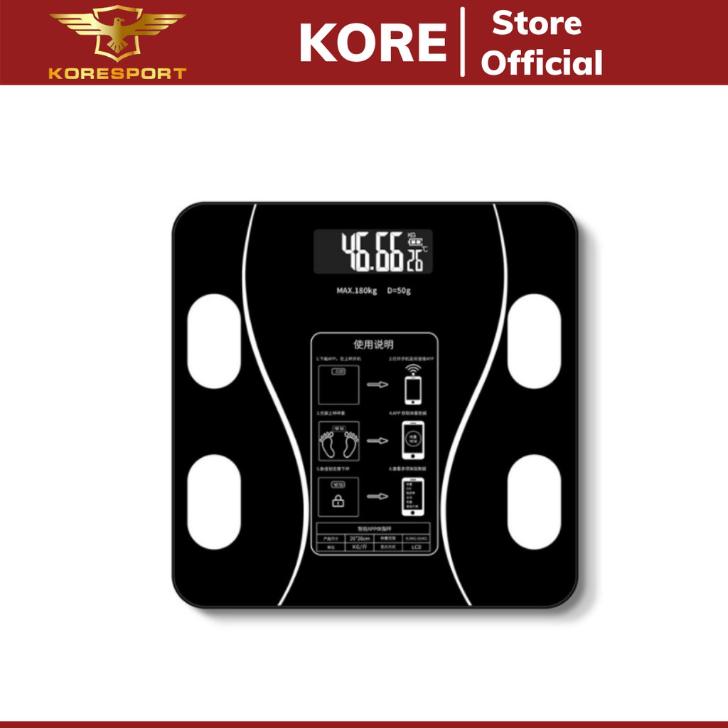 Cân điện tử sức khỏe sạc USB, cân thông minh đo lượng mỡ cơ thể, kết nối điện thoại thông minh