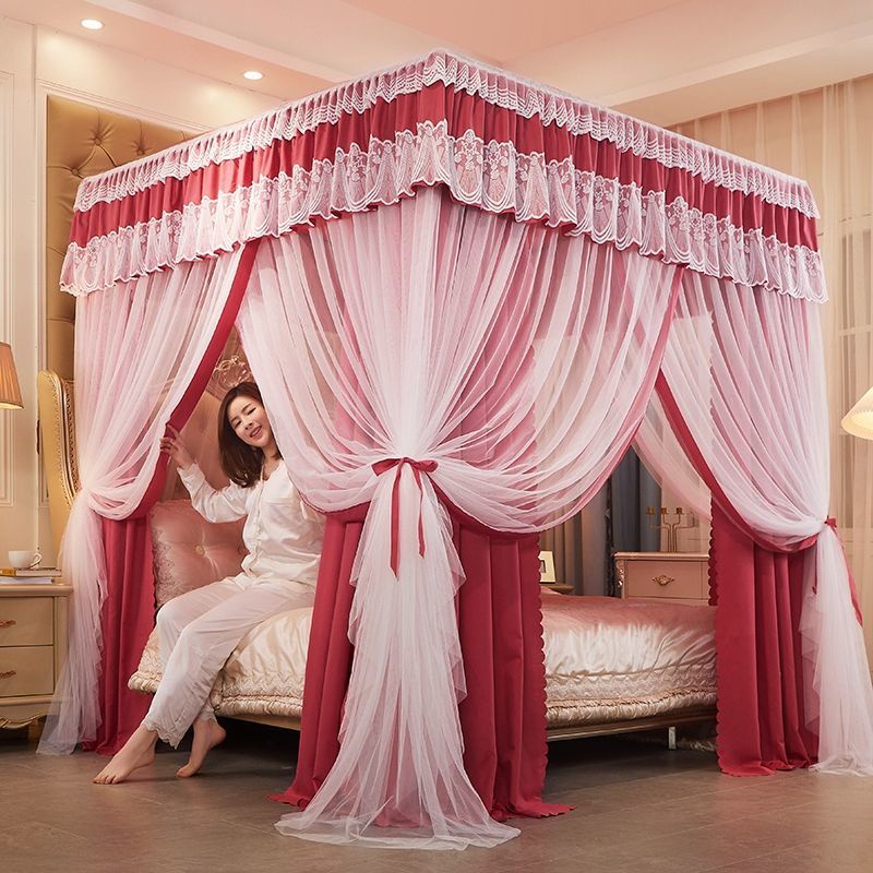 ❉Màn ngủ mùng tích hợp màn gió công chúa màn che nắng gia đình giá đỡ cực bộ 1,8m đôi 1,2m1,5