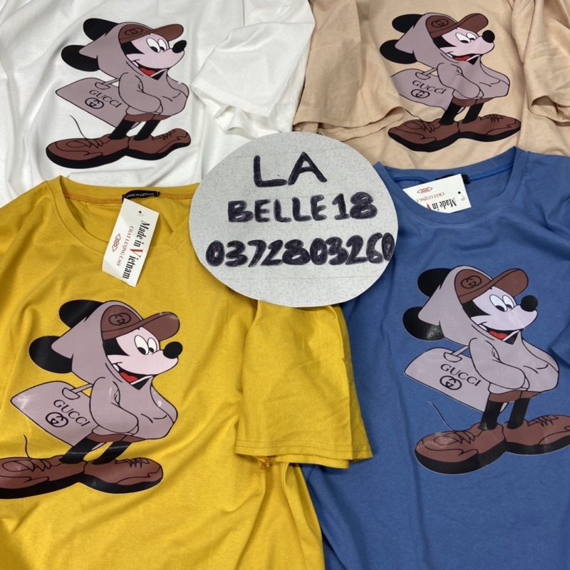 Áo phông mickey phom thụng tay lỡ Áo thun ngắn tay mùa hè dáng rộng form to