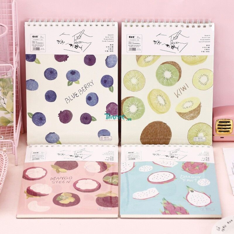 Sổ giấy vẽ gáy lò xo đa dạng họa tiết dễ thương