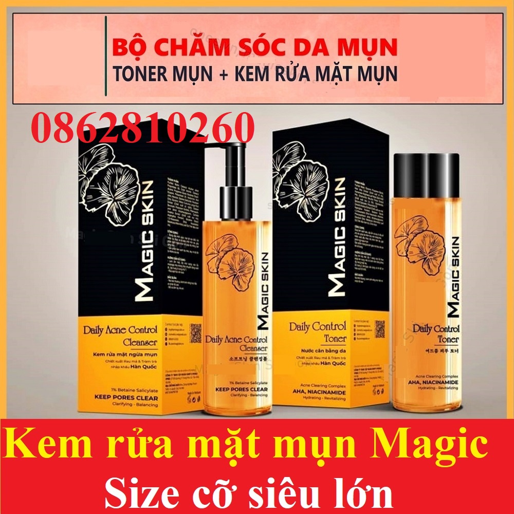 Kem rửa mặt ngừa mụn Daily Acne Control Cleanser Magic Skin chiết xuất rau má và tràm trà