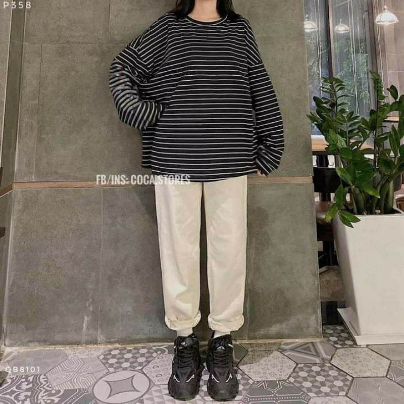 [RẺ VÔ ĐỊCH] Áo Thun Kẻ ngang Oversize (Áo kẻ Unisex Form Rộng)