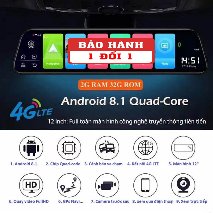 [TẶNG THẺ NHỚ 64GB] Camera hành trình ô tô Android 8.1 4G –Màn 10 inch,GPS, cảnh báo chệch làn, cảnh báo va chạm– BM3000 | BigBuy360 - bigbuy360.vn
