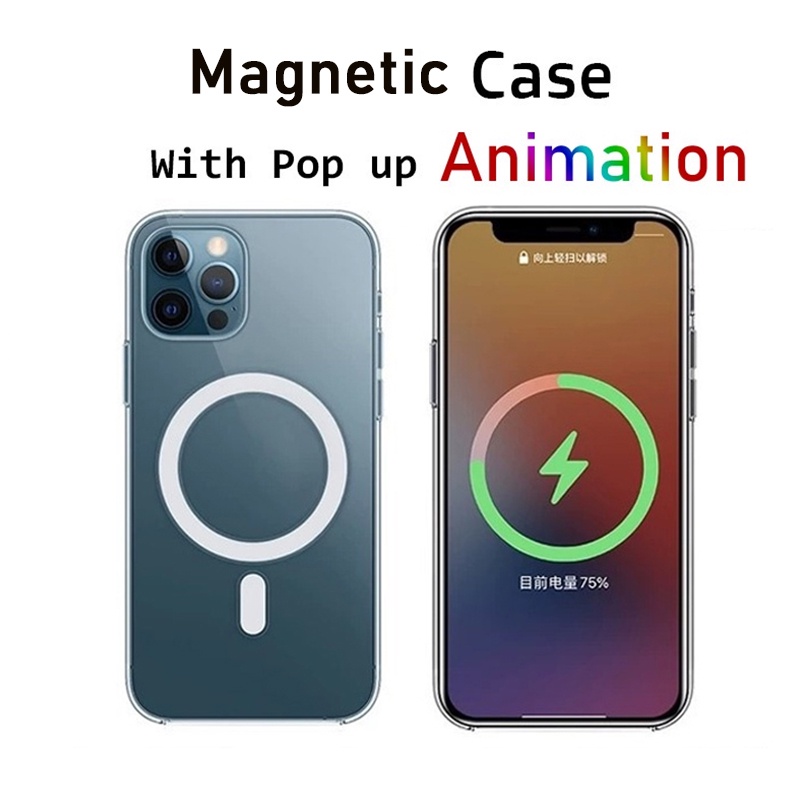 Vỏ trong suốt cho iPhone 13 12 mini Pro Max Vỏ điện thoại PC cứng với Ốp lưng hoạt hình từ tính Hoạt ảnh cửa sổ bật lên