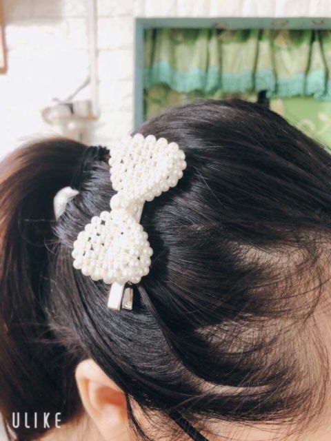Kẹp nơ đính ngọc trai nhân tạo loại 1