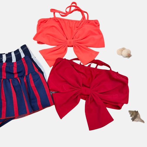 Đồ bơi bé gái PN KIDS cao cấp - bộ bikini 2 mảnh phối nơ bé gái 1 tuổi đến 9 tuổi size đại 28kg