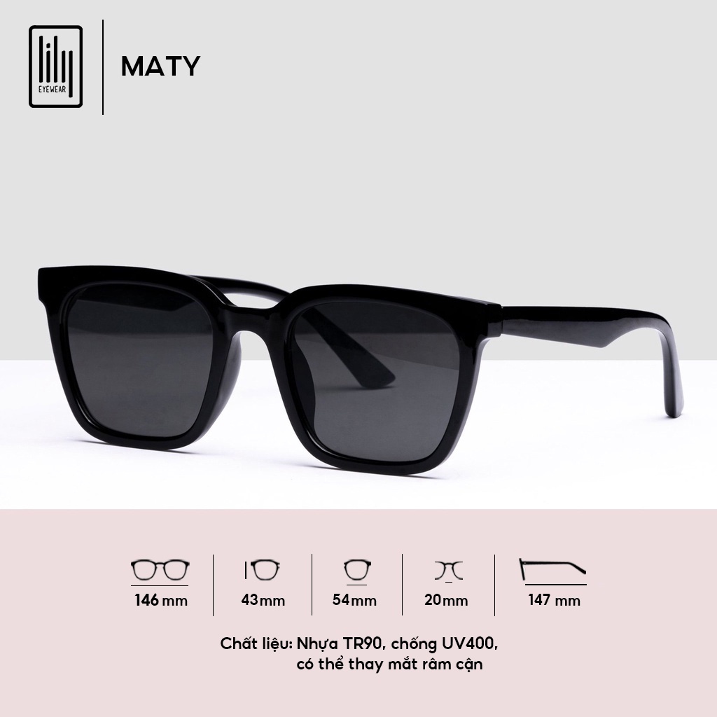 Kính mát nam nữ LILYEYEWEAR mắt vuông chống UV400 nhựa cao cấp thời trang BST Hè Ma23ty