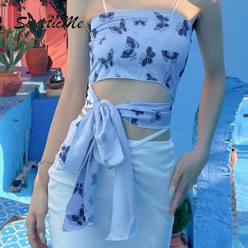 Áo Hai Dây Hở Lưng Sweeticme 2021 Màu Sắc Trơn Gợi Cảm | BigBuy360 - bigbuy360.vn