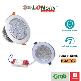 Đèn Led Âm Trần Mắt Ếch,Mắt Trâu LONstar Công Suất 5w,7w,9w,12w Ánh Sáng Trắng, Vàng Lỗ Khoét 90mm,110mm
