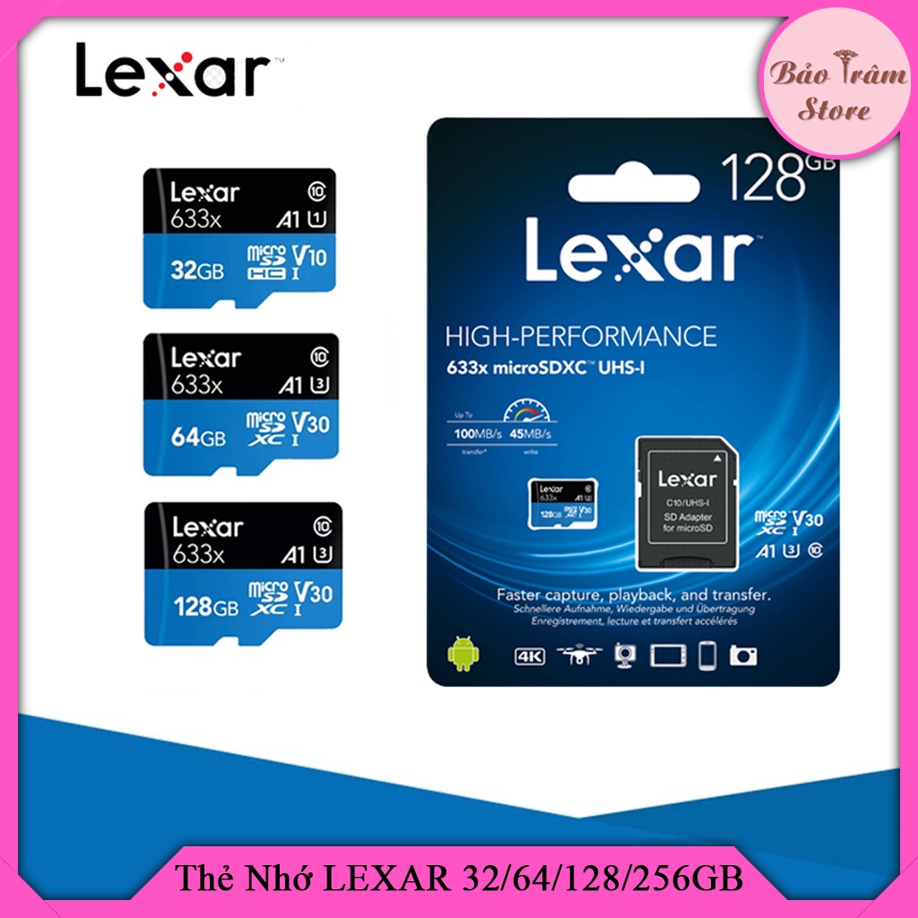 Thẻ Nhớ LEXAR 32/64/128/256GB cao cấp, chính hãng, thích hợp cho nhiều thiết bị, lỗi 1 đổi 1