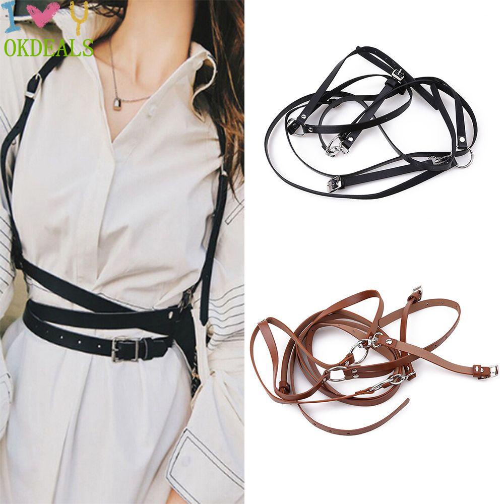 Okdeals Đai Đeo Thắt Lưng Bằng Da Giả Có Thể Điều Chỉnh Phong Cách Punk/Nhiều Màu Sắc Cho Nữ