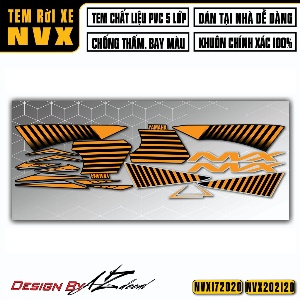 Tem NVX 2017 - 2021 Vân Sọc Cắt Sẵn Dễ Dán | NVX20 | Decal Rời Dành Cho NVX 125,155 Chống Nước, Bền Màu