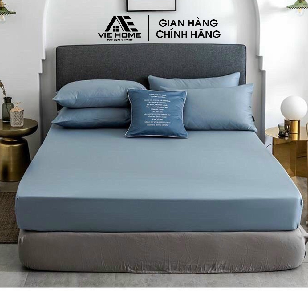 Bộ ga trải giường vỏ gối cotton lụa tencel 60S VIE Home - Bedding cao cấp họa tiết, mềm mát, nhiều kích thước M4,M6,M8