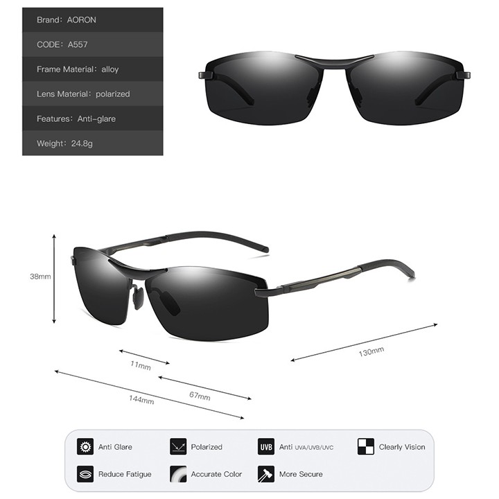 Mắt kính phân cực polarized chống chói, chống tia UV, kính mát nam - Mã số: MK1909