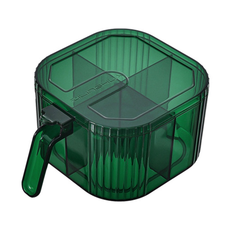 Hộp Đựng Gia Vị 4 Ngăn Bằng Nhựa Trong Suốt Có Nắp Và Muỗng Cho Nhà Bếp