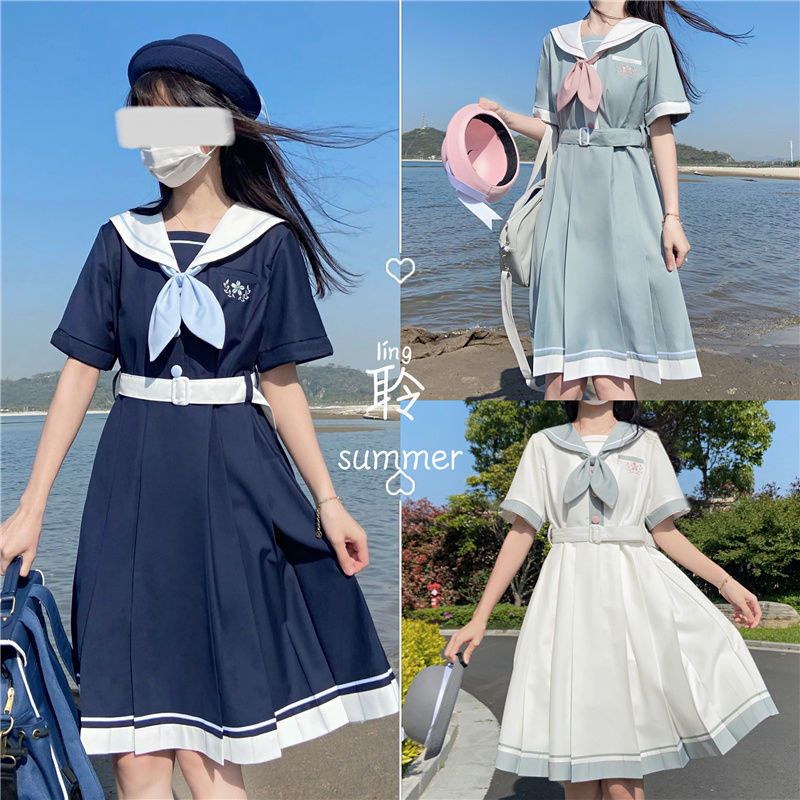 váy đầm cổ thủy thủ phong cách jk nhật bản cute hot trend 2022 ulzzang lolita