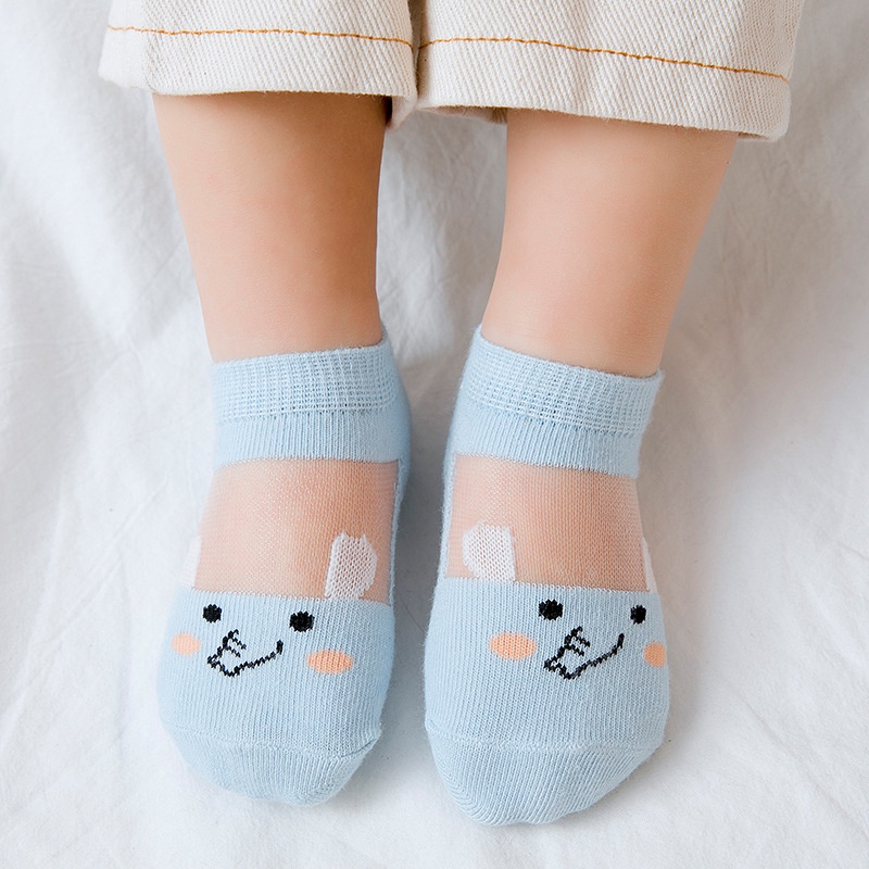 Bộ 5 Đôi Vớ Ngắn Phối Lưới Họa Tiết Hoạt Hình Dễ Thương Dành Cho Bé