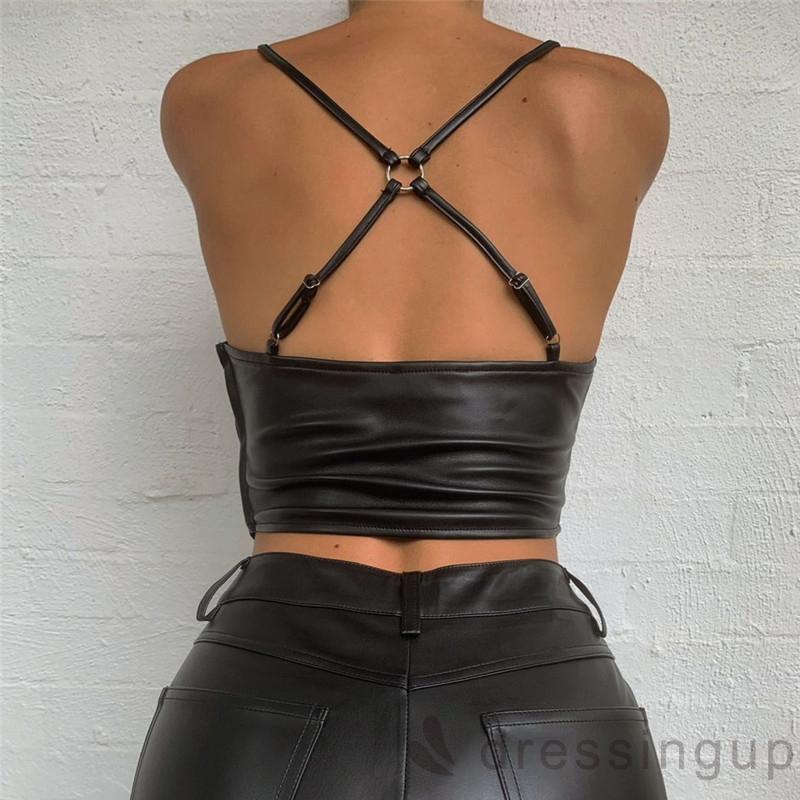 Áo Hai Dây Cổ Chữ V Màu Trơn Thiết Kế Đơn Giản Dành Cho Nữ | BigBuy360 - bigbuy360.vn