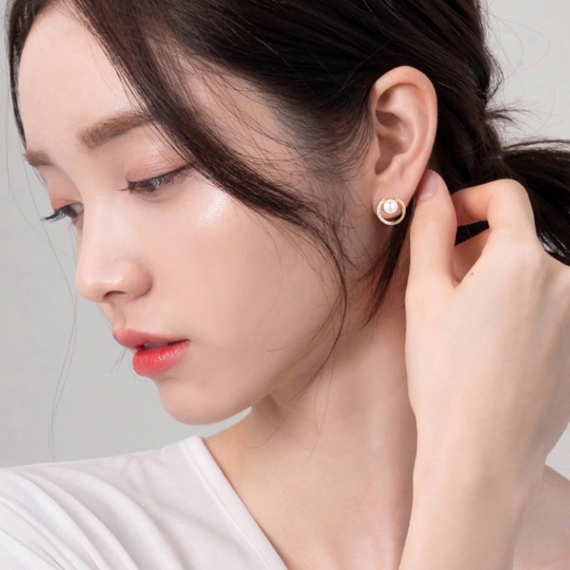Đôi Bông Tai Mạ Bạc 925 Họa Tiết Chấm Bi Nhỏ Xinh Xắn Cho Nữ