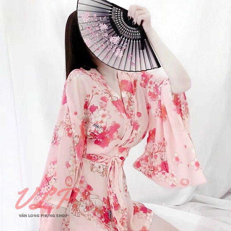 [BIGSIZE_75KG]_DN88_Set bộ Cosplay Kimono hoa anh đào