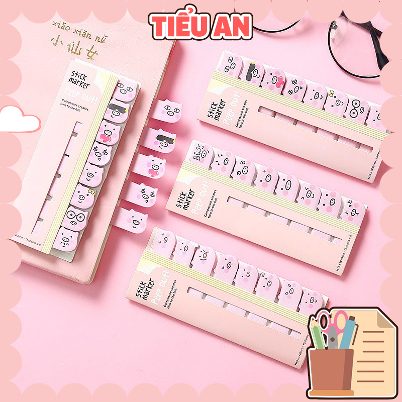 Giấy Note - Heo hồng siêu dễ thương (160Trang) - Sticker (Đánh dấu trang)