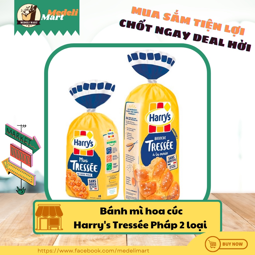 Bánh mì hoa cúc Harrysée Pháp 2 loại mini và nguyên ổ
