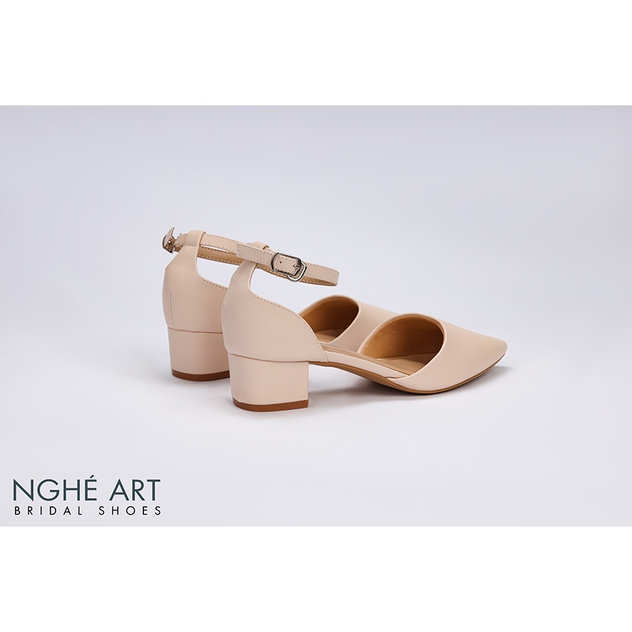 Giày cưới Nghé Art basic bít mũi quai hậu 211 nude