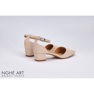 Giày cưới Nghé Art basic bít mũi quai hậu 211 nude