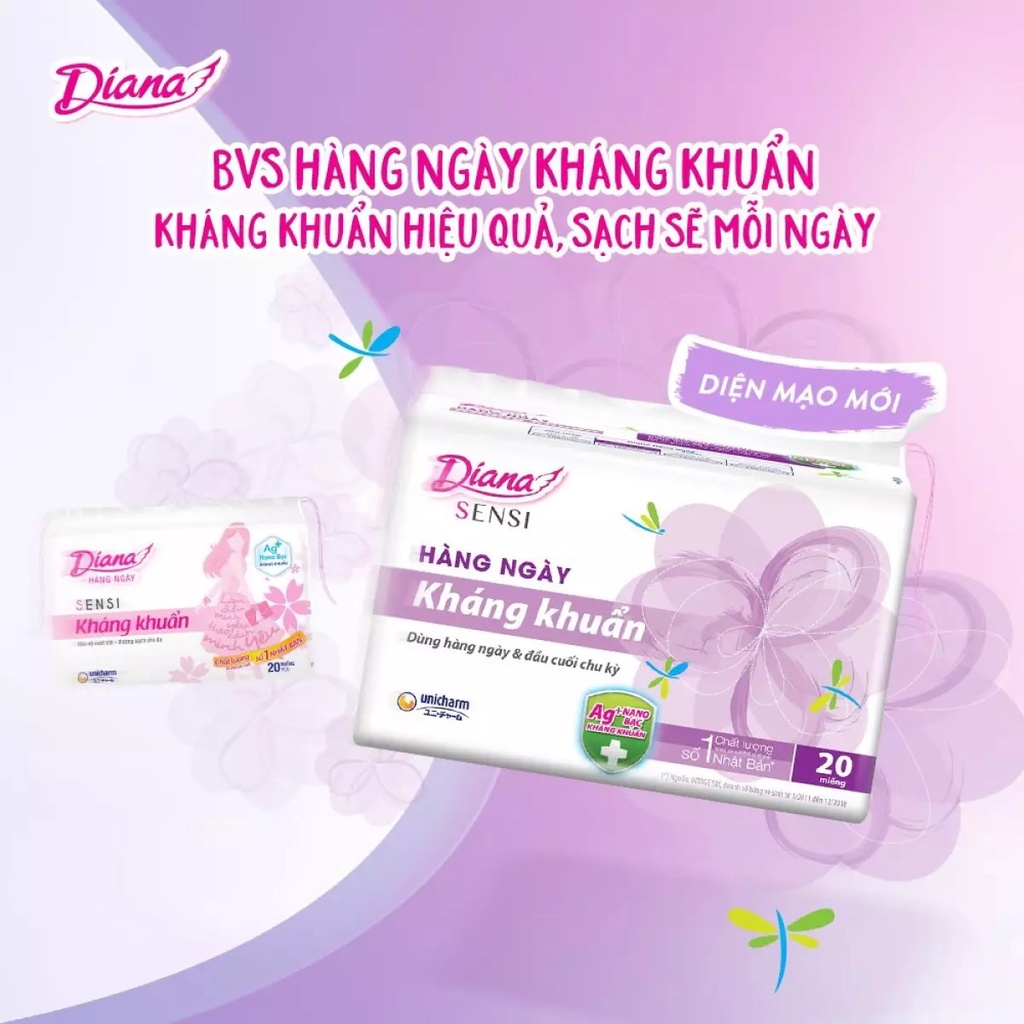 Băng vệ sinh Diana Sensi Hàng Ngày Kháng Khuẩn 40 + 4 miếng/gói