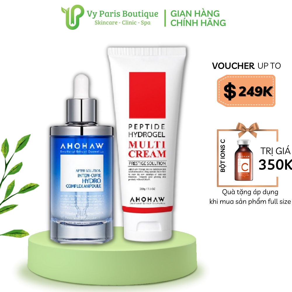 Bộ đôi Căng Bóng - Phục Hồi Ahohaw Inten Cure Hydro 150ml & Multi Cream 200g - Tăng cường phục hồi và tái tạo da