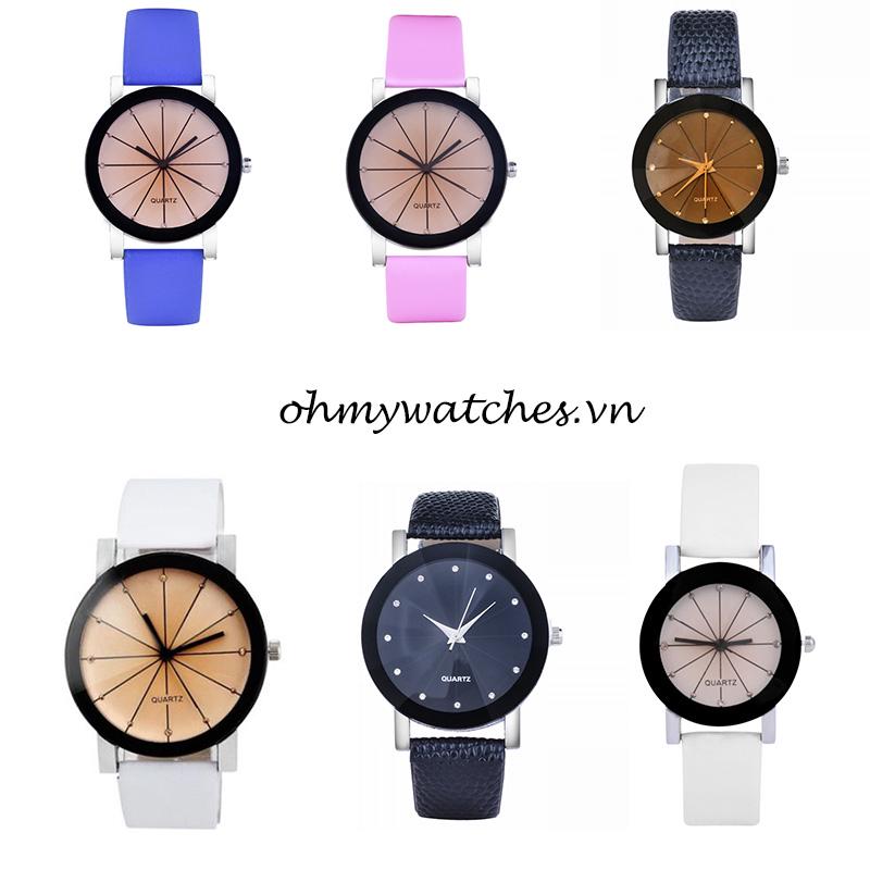 Đồng hồ analog máy quartz dây da cho cặp đôi