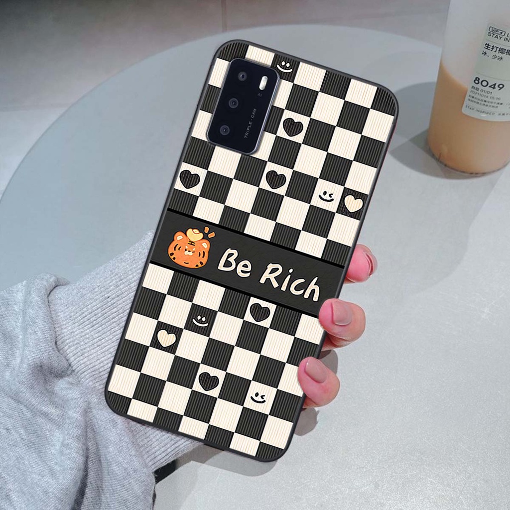 Ốp Oppo A16 gấu Bear rick caro vuông thời trang siêu đẹp