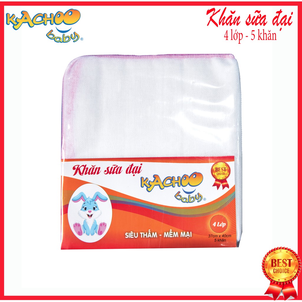 Khăn sữa  4 lớp đại kích thước 40cmx37cm cho bé sơ sinh dùng lau mặt thấm sữa, quàng cổ cho bé