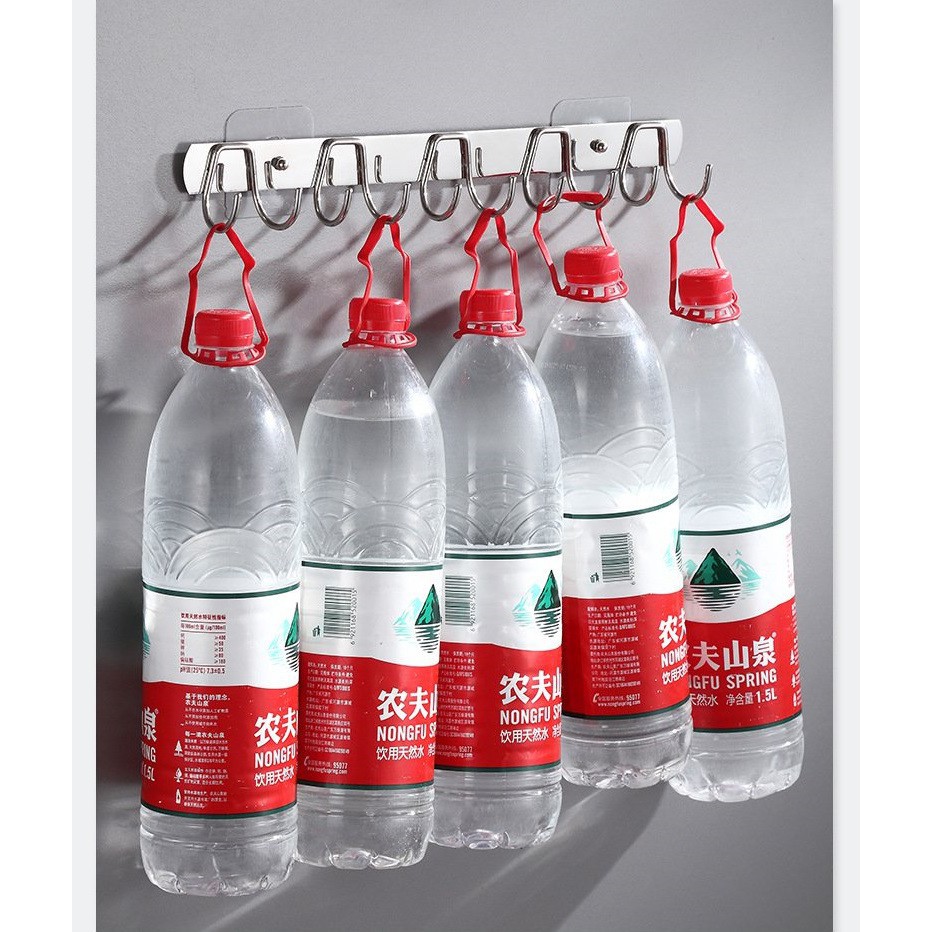 Thanh Móc Treo Đồ 10 Móc Chất Liệu Inox không Gỉ Siêu Dính Dán Tường Nhà Tắm,Nhà Bếp,Tủ Quần Áo