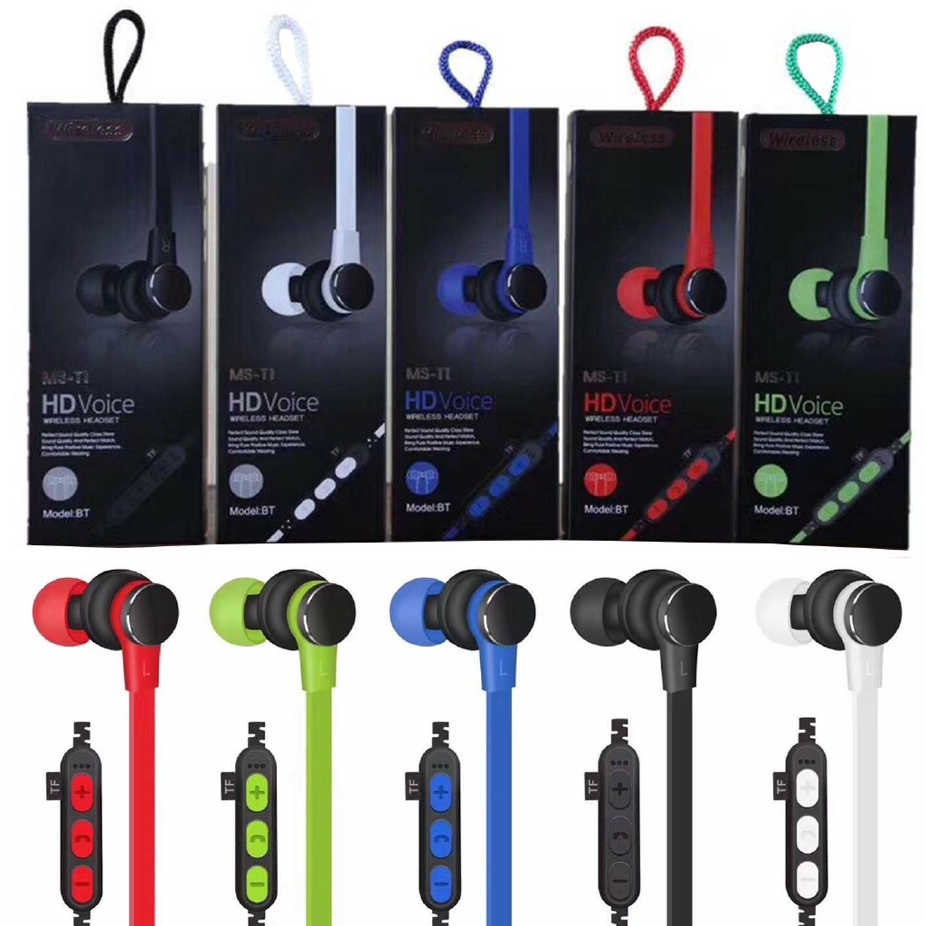 MS-T1 Wireless Headphone Magnet Sports Bluetooth Earphone with Mic TF Card Slot