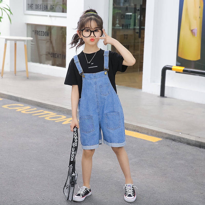 Quần Yếm Denim Dáng Rộng Phong Cách Phương Tây Thời Trang Mùa Hè 2020 Hàng Mới Dành Cho Bạn Nữ Tuổi Teen
