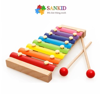 Đồ chơi nhạc cụ, đàn gỗ 8 thanh Sankid giúp bé phân biệt màu sắc