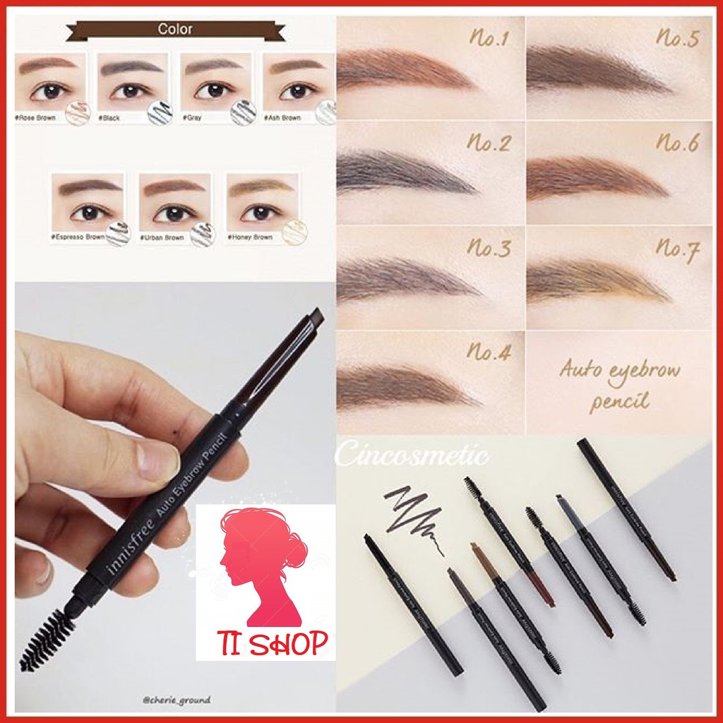 Chì kẻ mày 💋FREESHIP💋 Chì kẻ mày Innisfree Auto Eyebrow Pencil 2 đầu
