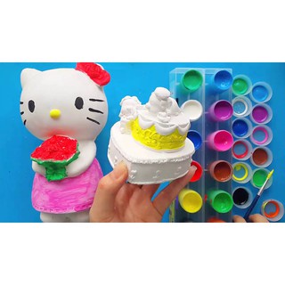 Bộ Tô Tượng Thạch Cao 10 Hình Tặng Kèm Khay Màu Và Bút Vẽ - Đồ chơi thông minh cho bé