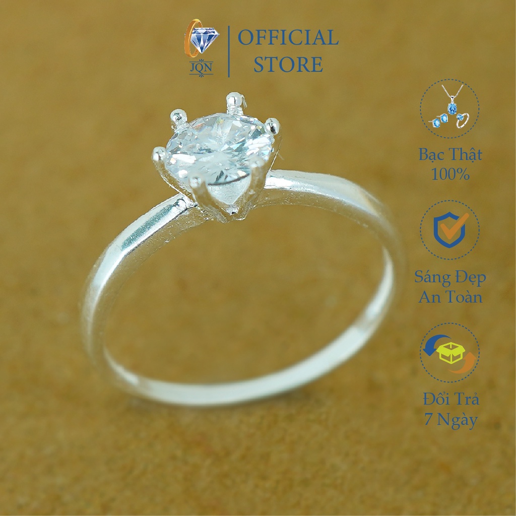 Nhẫn Bạc Cho Nữ JQN Nhẫn Bạc Trơn Nạm Đá N34