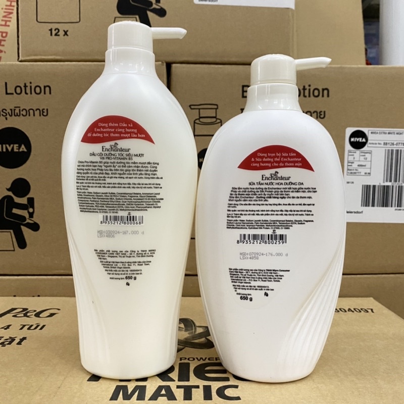 Dầu gội và sữa tắm Enchanteur Charming 650g / 1 chai