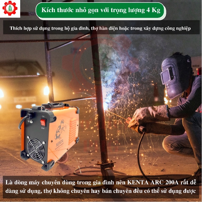 Máy hàn điện tử KENTA ARC 200A | Công suất 200A | Sử dụng que hàn 2,6 - 3,2 ly | Công nghệ Nhật Bản | Máy hàn que