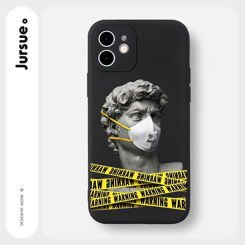 Ốp lưng JURSUE mềm viền vuông hình độc lạ đen Cho iPhone 14 13 12 11 Pro Max SE 2020 X XR XS 8 7 ip 6S 6 Plus Y2270